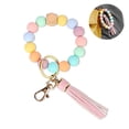 thumbnail image 2 of Dinheiro Pulsera de silicona con llavero, llavero de coche con cuentas y borla para mujeres y niñas, 2 of 8