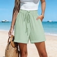 thumbnail image 5 of Cargo Shorts for Women Womens Drawstring Casual Shorts with Pockets High Waist Loose Fitting Summer Beach Vacation Shorts Green XXL, 5 of 9