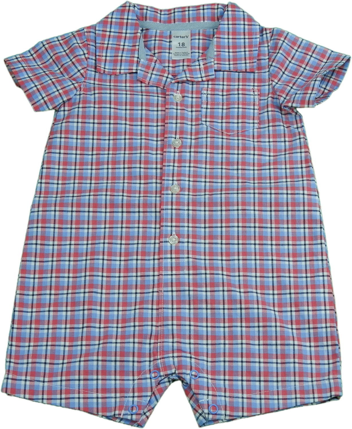 Red//White//Blue Carter/'s Baby Boys Short Sleeve Button-Down One-Piece Romper