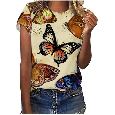 

YFPWM Women Clothes Casual Work Queen Top Mesh Tops Corset Top Fringe Top Flowy Tops Feather Top Dog Print Top Cow Print Top Hawaiian Shirt Butterfly Print T-Shirts Short Sleeve Tops