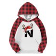 thumbnail image 4 of ITSAME Boys Girls Christmas Tops, with Pocket Xmas Graphic Plaid Long Sleeve Pullover Fashion Holiday Hoodie Red 9T, 4 of 5