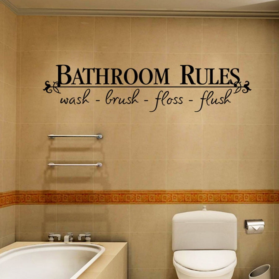Bathroom Rules wall decal removable sticker quote words room shower restroom