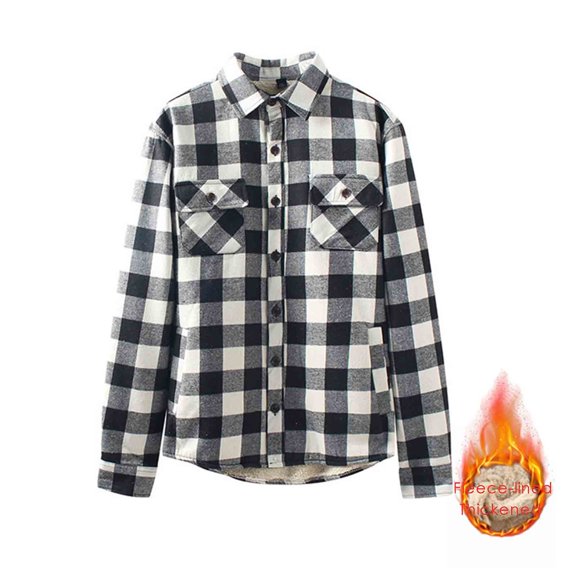 LVHAOGJOB Collared Jackets for Men Fleece Button Windbreaker with Pockets Sherpa Lined Mens Coats