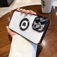 thumbnail image 1 of Funda transparente de silicona suave con orificio de logotipo de lujo para iPhone 14, 13, 12, 11 Pro Max, XR, XS, X, 7, 8 Plus, protección de lente, cubierta chapada, 1 of 4