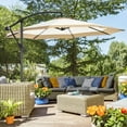 thumbnail image 2 of Outdoor Lighting Outsunny 10FT Cantilever Umbrella, Offset Patio Umbrella with Crank and Cross Base for Deck, Backyard, Pool and Garden, Hanging Umbrellas, Tan,Outdoor String Lights, 2 of 5