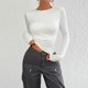 thumbnail image 2 of TaTaai Women's crew neck long sleeve T-shirt, solid color, backless design, cropped slim fit, casual stylish, soft stretchy fabric, ideal for daily outings & casual gatherings Gift, 2 of 6