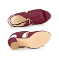 thumbnail image 4 of BLISSFUL STEP Women's Front Zipped Gladiator Chunky Heels Slingback Sandals Burgundy (Size 8.5), 4 of 7