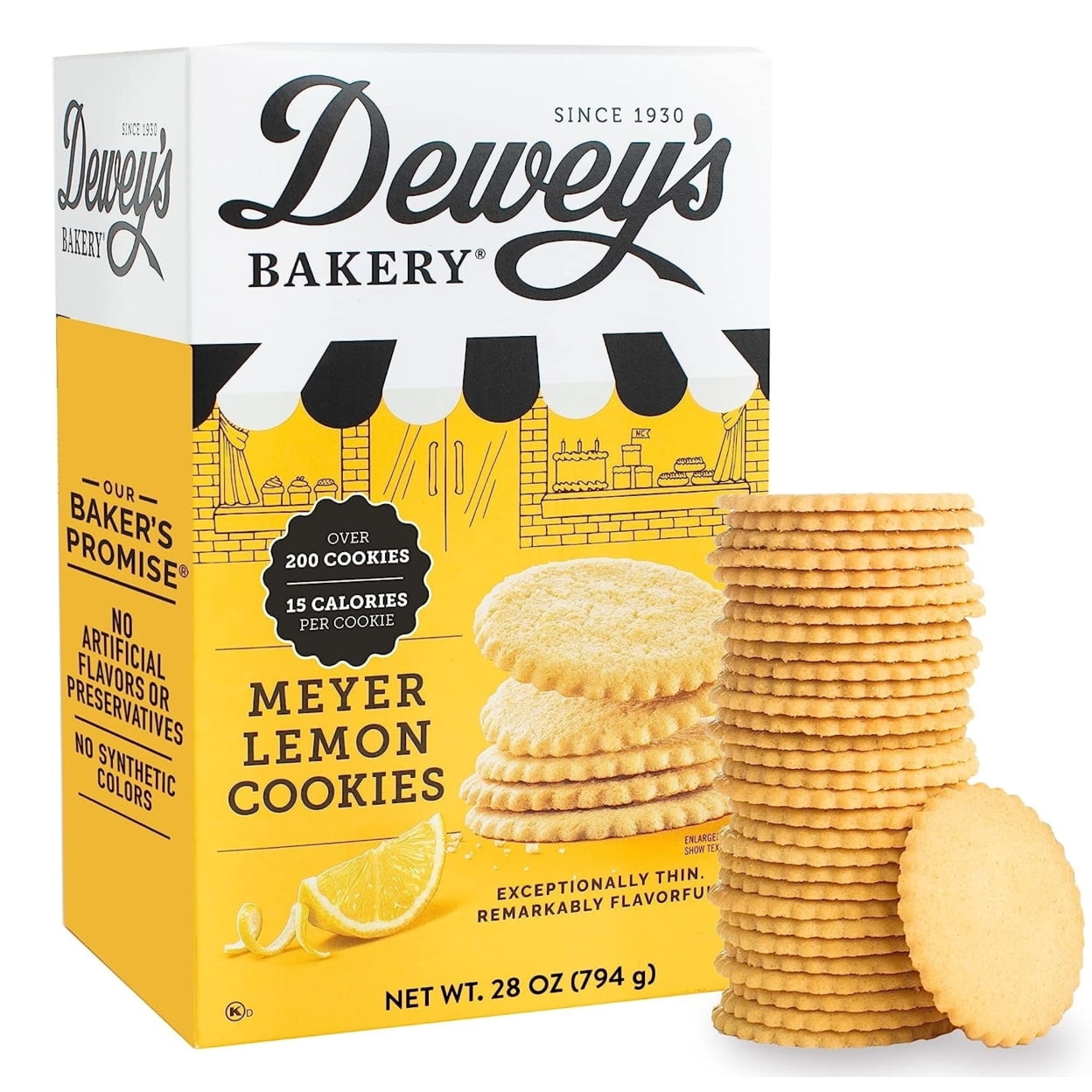 Dewey's Bakery Moravian Meyer Lemon Cookie Thins, 28 Ounce