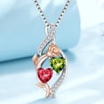 thumbnail image 5 of Taioiat Double Birthstone Necklaces for Women 18K Gold Plated Birthstone Rose Flower Jewelry Anniversary Valentines Day Mother's Day Birthday Gifts for Her Wife Girlfriend Mom, 5 of 7