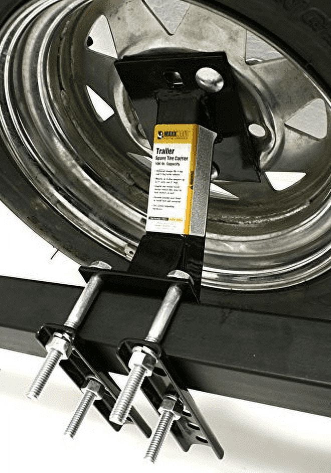 MaxxHaul Black Powder Coat Trailer Spare Tire Carrier with Locking Bracket