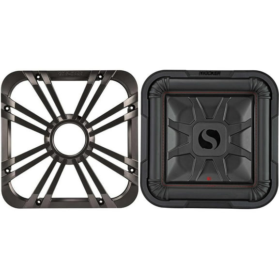 Kicker 46L7T124 L7T L7-Thin 12-Inch (30cm) Subwoofer, Dual Voice Coil, 4-Ohm, 600 Watt w/ Charcoal LED Grill Bundle