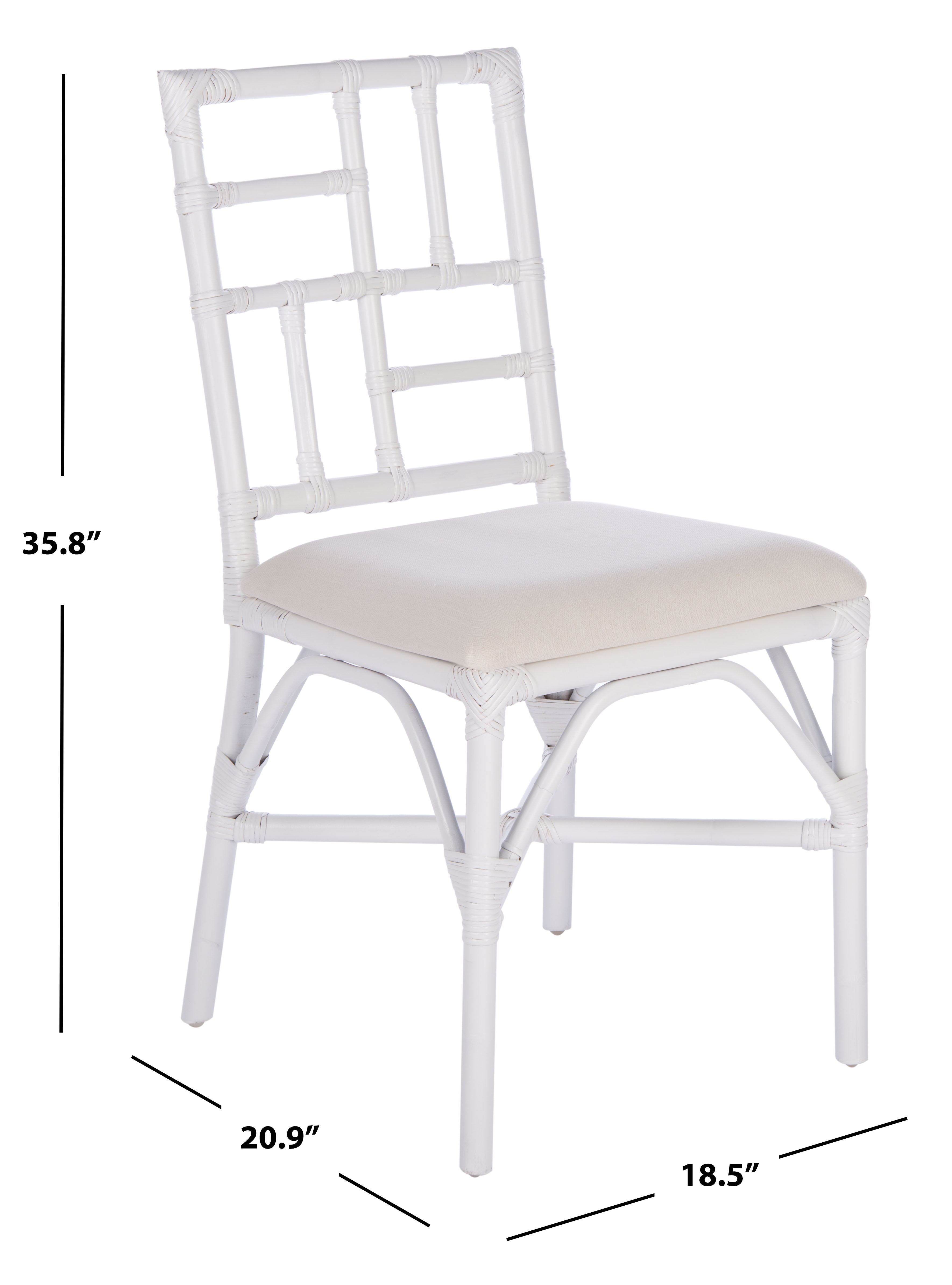 SAFAVIEH Christine Glam Accent Chair w/Cushion, White, Set of 2