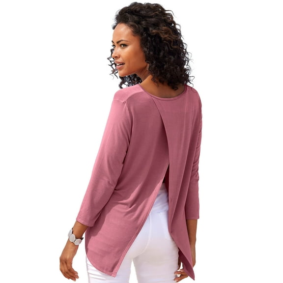 LASCANA Women's Slit Back 3/4 Sleeve Top Ties