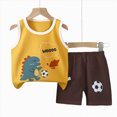 thumbnail image 2 of Kaprioy Summer Outfits Set For Kids Boys Baby Toddler Cartoon Dinosaur Outfits Sleeveless Tank Top and Shorts Set Boys' Shorts Sets, 2 of 5