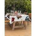 thumbnail image 2 of Outdoor Tablecloth with Umbrella Hole and Zipper, Christmas Snowflakes Rectangle Table Cloth 54x80 Inch Waterproof Tablecloth, Xmas Winter Gnomes Bells White Picnic Table Cover for Patio Camping, 2 of 7