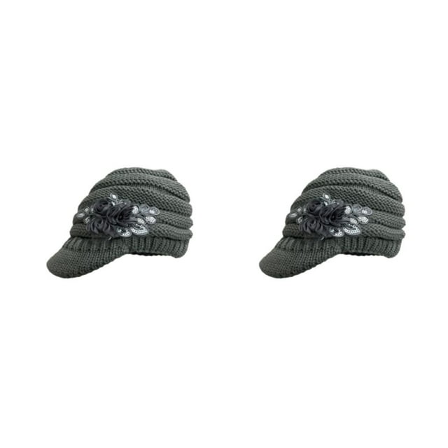Wweixi Warm Up In Style With Fashionable Wool Cap For Cold Weather Knitted Hats Knitted Caps Funny Hat Wool Hat Ear Protectors gray 2Set