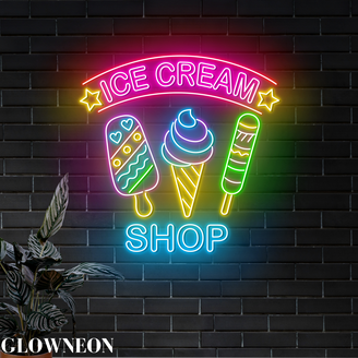 Handmadetneonsign Ice Cream Glass Neon Sign, Ice Cream Neon Light