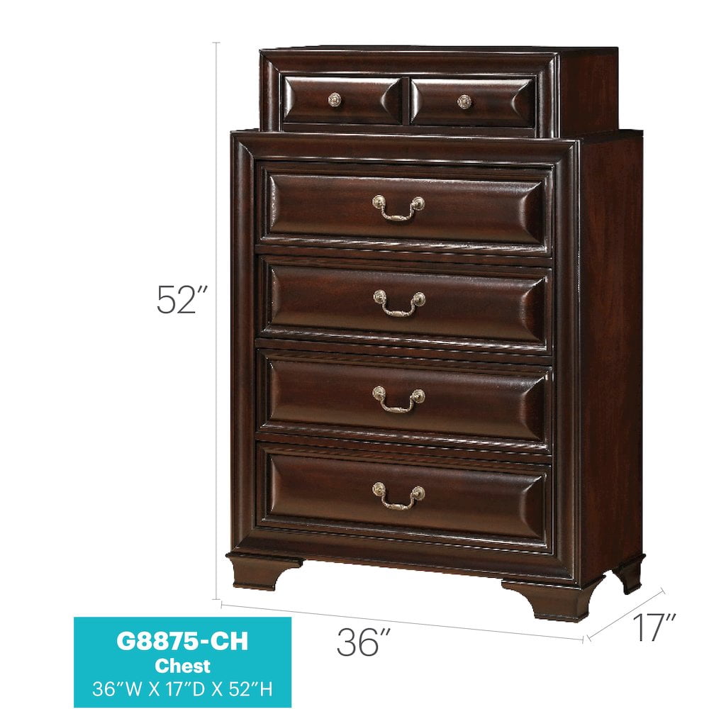 Glory Furniture LaVita Chest in Cappuccino Color