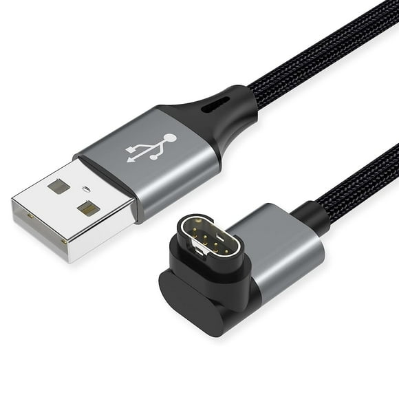 UTAH-2 Pack 3.3ft Angled 90 Degree Braided Charger Cable Charing Cord for Garmin Watch Fenix 5 6 7 8 E, Vivoactive, Instinct, Venu, Tactix, Forerunner, Approach, D2, Venu, Vivomove, Quatix, Dark Gray