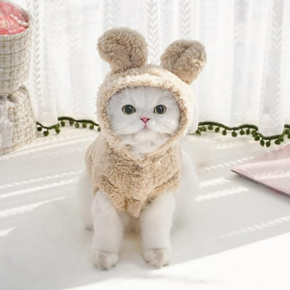 Cat Bunny Ears Costume Cute Dog Kitten Hoodies Sweater Rabbit Ears Puppy Pet Apparel (Small,Pink)