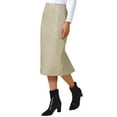 thumbnail image 4 of INSPIRE CHIC Women's PU Leather Midi Skirts High Waist Split Back Bodycon Pencil Skirt M Beige, 4 of 6