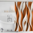 thumbnail image 2 of Burnt Orange White Moire Shower Curtain Set - Long 72" x 84" Washable Bathtub Curtain with 12 Hooks, Modern Abstract Art Waterproof Fabric Stall Shower Curtains for Bathroom/Bathtub Décor, 2 of 6