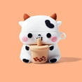 thumbnail image 2 of Creative Cute Cartoon Milk Tea Cow Design Air pods Cover Fashion Portable Accessories Wireless Earphone Shockproof Protector Compatible with Airpods Pro Hook, 2 of 4