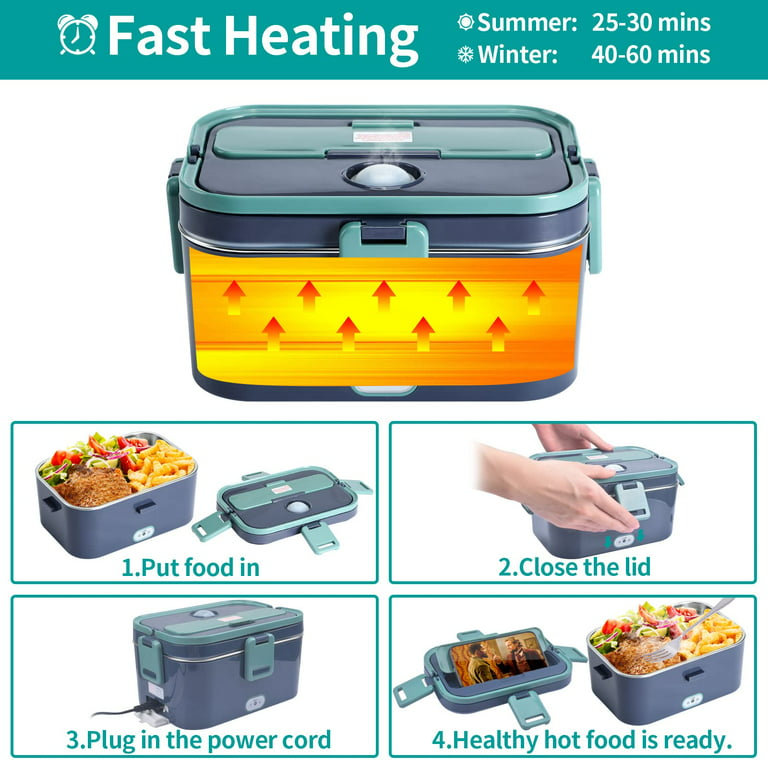 Portable Food Warmer For Car Truck Work Home Heated Lunch Box 1.8L  Container Set