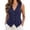 Navy-c, variant on Huangx Vest Tops for Women Summer Cotton Linen Sleeveless Dressy Casual Button down V Neck Waistcoat Vests Purple L