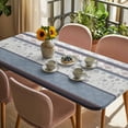 thumbnail image 3 of Blue Brown Stripes Table Cloths for 5 Foot Rectangle Tables, Abstract Geometric Spring Flowers Country Patio Waterproof Elastic Fitted Tablecloths, Washable Rectangular Table Cover for Camping, 3 of 8
