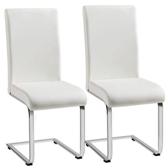 Topeakmart 2pcs Modern PU Leather Dining Chairs High-Back for Dining Room Kitchen, White