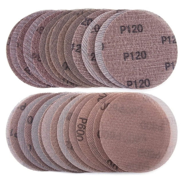 30 discos de lijado de malla de 125 mm, grano 80-600, papel de lija con gancho y bucle, discos abrasivos secos para almohadillas de repuesto para lijadora
