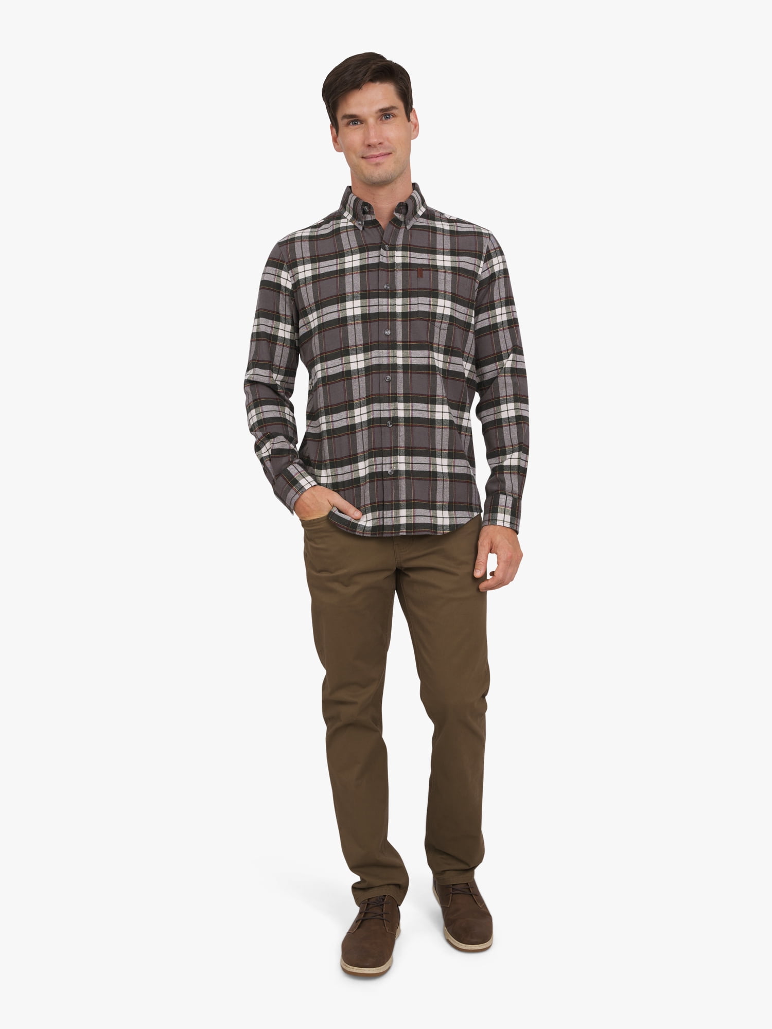 Chaps Men's and Big Men's Comfort Stretch Flannel Shirt, Sizes S-2XL