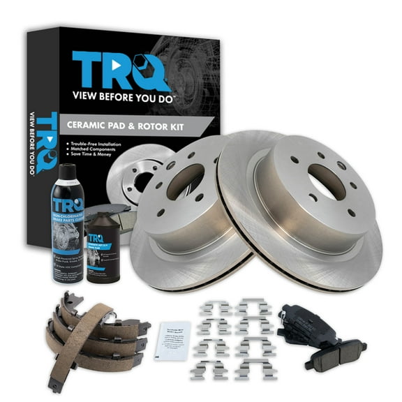 TRQ Rear Brake Pad & Rotor Kit BKA35046 Fits Select 2003-2005 Nissan 350Z , 2003-2005 INFINITI G35