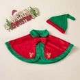 thumbnail image 5 of FYDUU Toddler Baby Girls Christmas Outfit Christmas Velvet Shawl Coat Hat Set Child Xmas Cape Party Dress With Hats Winter Baby Elegant Holiday Outfits Vintage Halloween, 5 of 5
