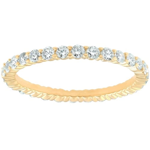 Brilliance Jewels 1 Ct Round Brilliant Cut Eternity Band Ring, 14K Yellow Gold Plated Wedding Band for Women
