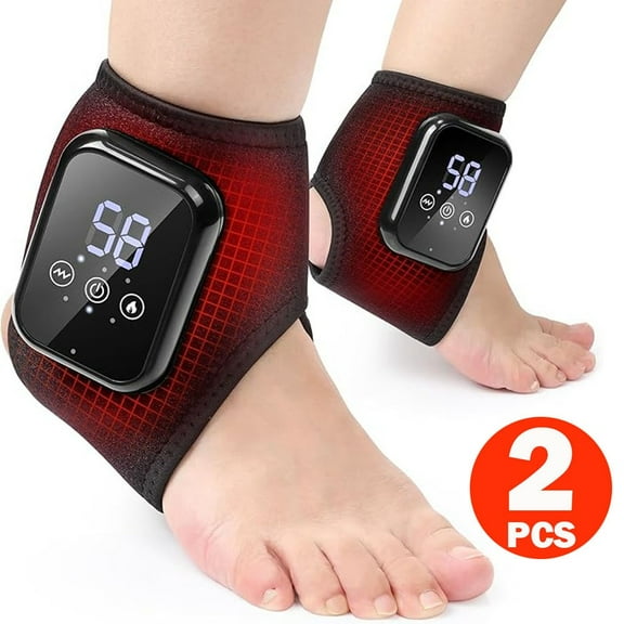 2Pcs Electric Foot Ankle Massager for Pain Relief 3 Modes Vibration Hot Compress