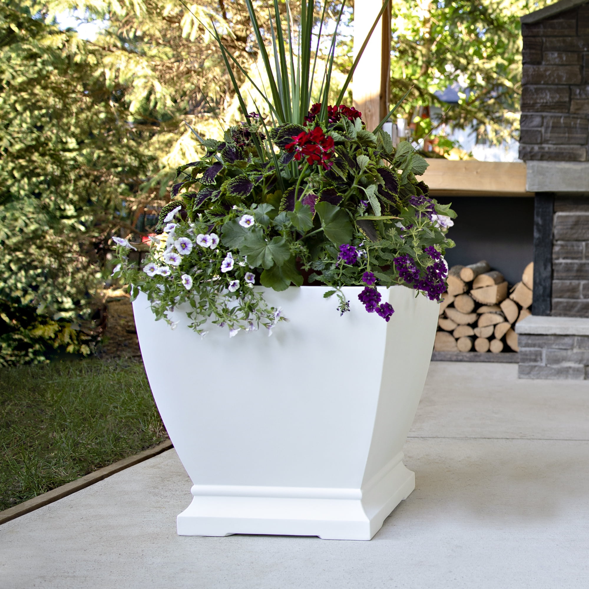 Acadia 20” x 20” x 20” Square White Self Watering Plastic Planter
