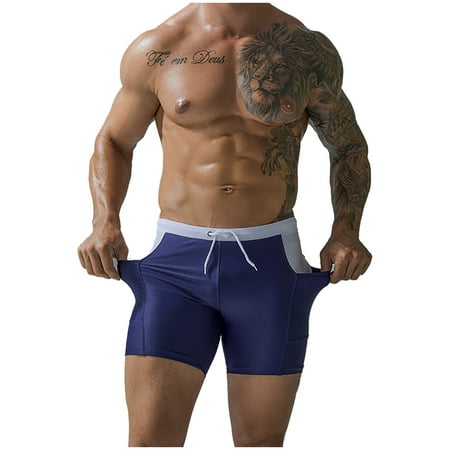 

EchfiProm 2023 Unisex Men s flat angle fashion color matching trend quick drying swimming trunks Valentine Gift