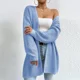 thumbnail image 5 of Suéter tipo cárdigan liso elegante de otoño 2024 para mujer, suéter largo con dobladillo dividido y grueso para invierno, ropa de abrigo de punto para mujer, 5 of 5