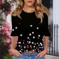 thumbnail image 5 of DeHolifer Women's Tops Half Sleeve Crewneck Floral Printed Casual Loose Tunic Tops Dressy T-Shirts Black XL, 5 of 6