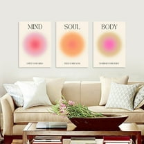 3pcs Inspirational Canvas Wall Art Poster Beige Pink Mind Soul Body Prints Modern Wall Painting for Bedroom Living Room Decor