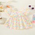 thumbnail image 2 of Girl Short Sleeve Square Neck Floral Print Ruffled A-Lined Dress, 2 of 9