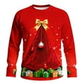 thumbnail image 3 of Feancey Ugly Christmas Shirts for Men Long Sleeve Crewneck Pullover Big and Tall Fashion Xmas Tree Print Graphic Tees Holiday Casual Party T-Shirt Red 4XL, 3 of 6