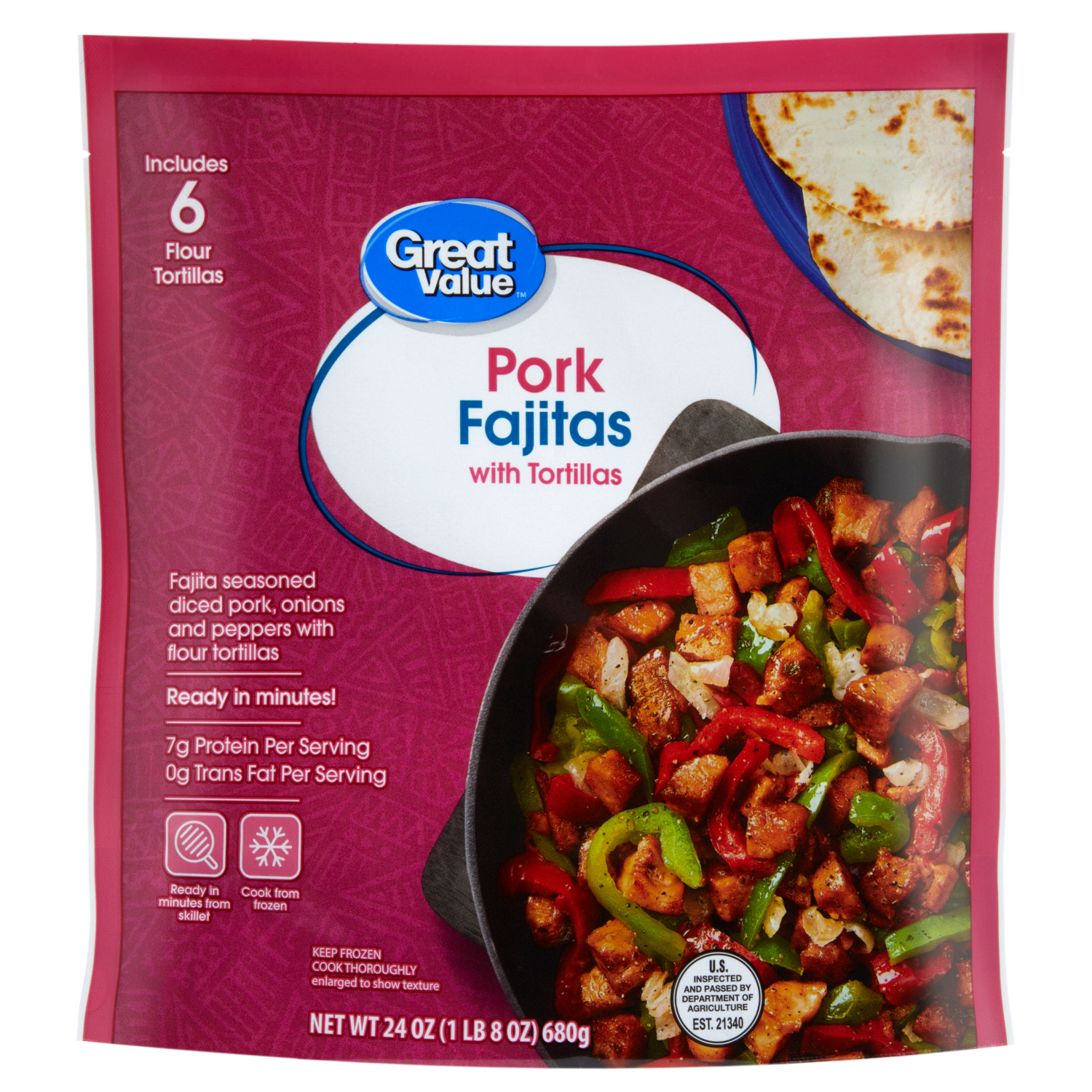 Great Value Pork Fajitas with Tortillas, 24 oz