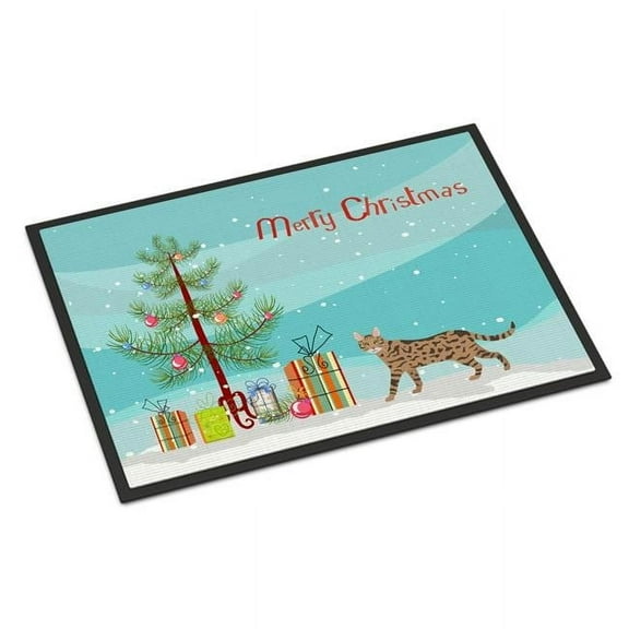 Carolines Treasures CK4709JMAT 24 x 36 in. Serengeti Cat Merry Christmas Indoor or Outdoor Mat