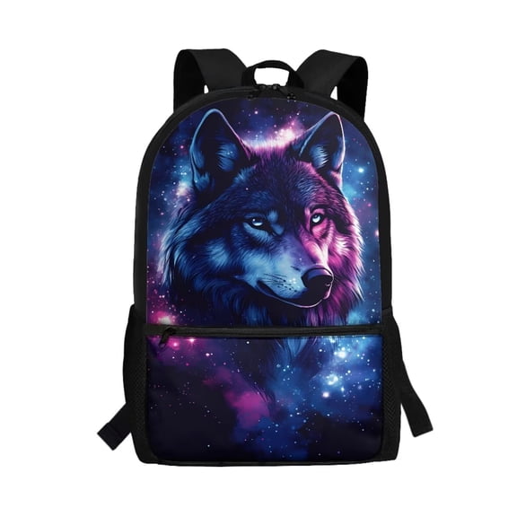 Uorisanigo Galaxy Wolf School Backpack Lightweight Kids Children School Bag for Preschool Kindergarten Elementary Boys and Girls Sports Casual Daypack - 17 Inch