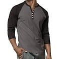thumbnail image 5 of Hearthz Raglan 3/4 Sleevets for Men Henley Neck Baseball Jersey Colorblock Tops for Men Fall Mens T Shirts, 5 of 9