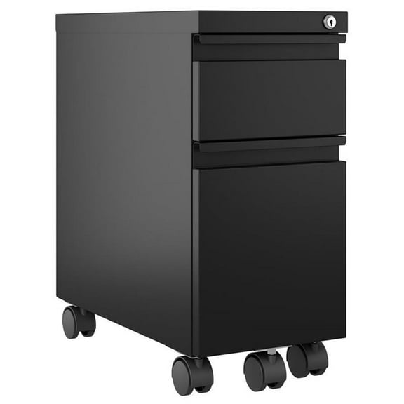 UrbanPro 20" 2-Drawer Modern Metal Mobile Zip Pedestal Filing Cabinet in Black