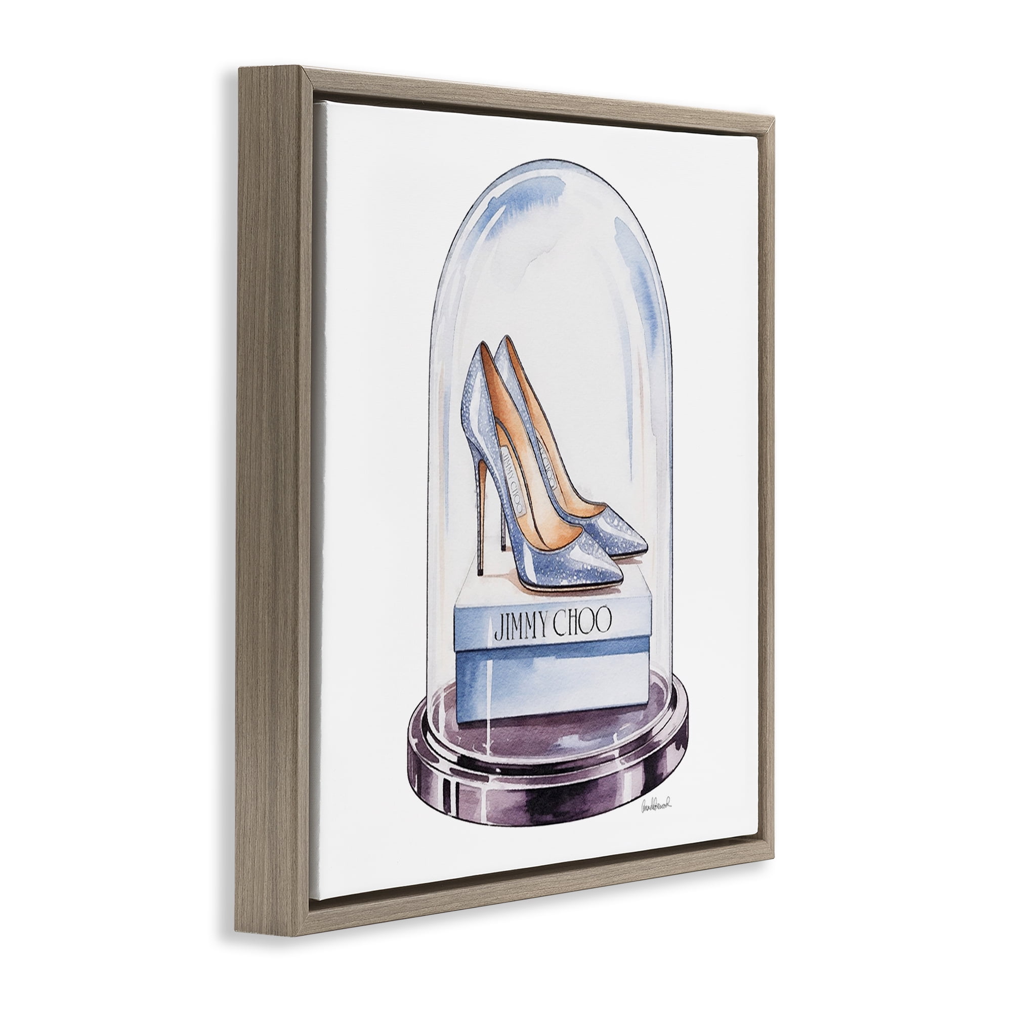 Stupell Industries Elegant Shoes in Bell Jar Brown Framed Floater Canvas Wall Art, design by Amanda Greenwood